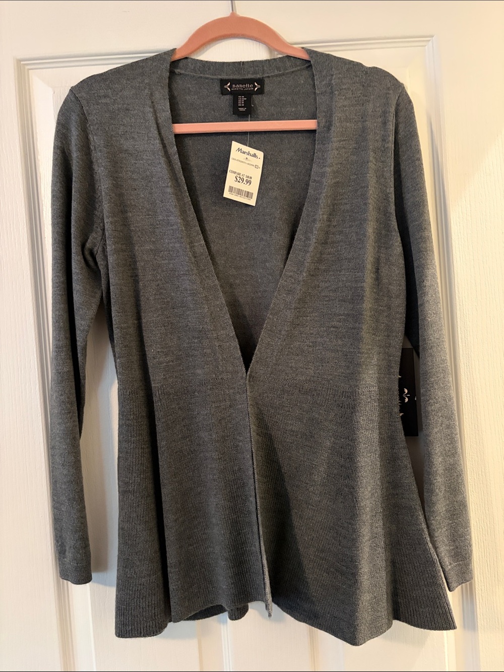 Nanette Lepore Gray Open-Front Cardigan